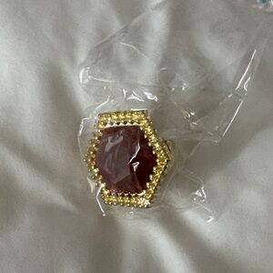 Elegant Gold and Red Beaded Ring